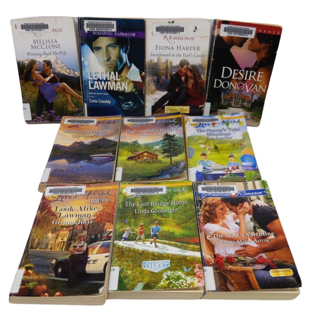 Mixed Lot 10 Books - HARLEQUIN ROMANCE - Various Imprints - Ex Library